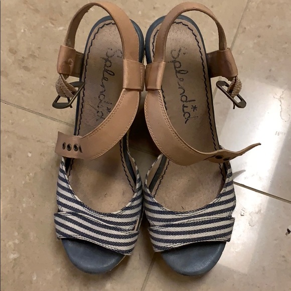 White Striped Splendid Wedges - Picture 2 of 3